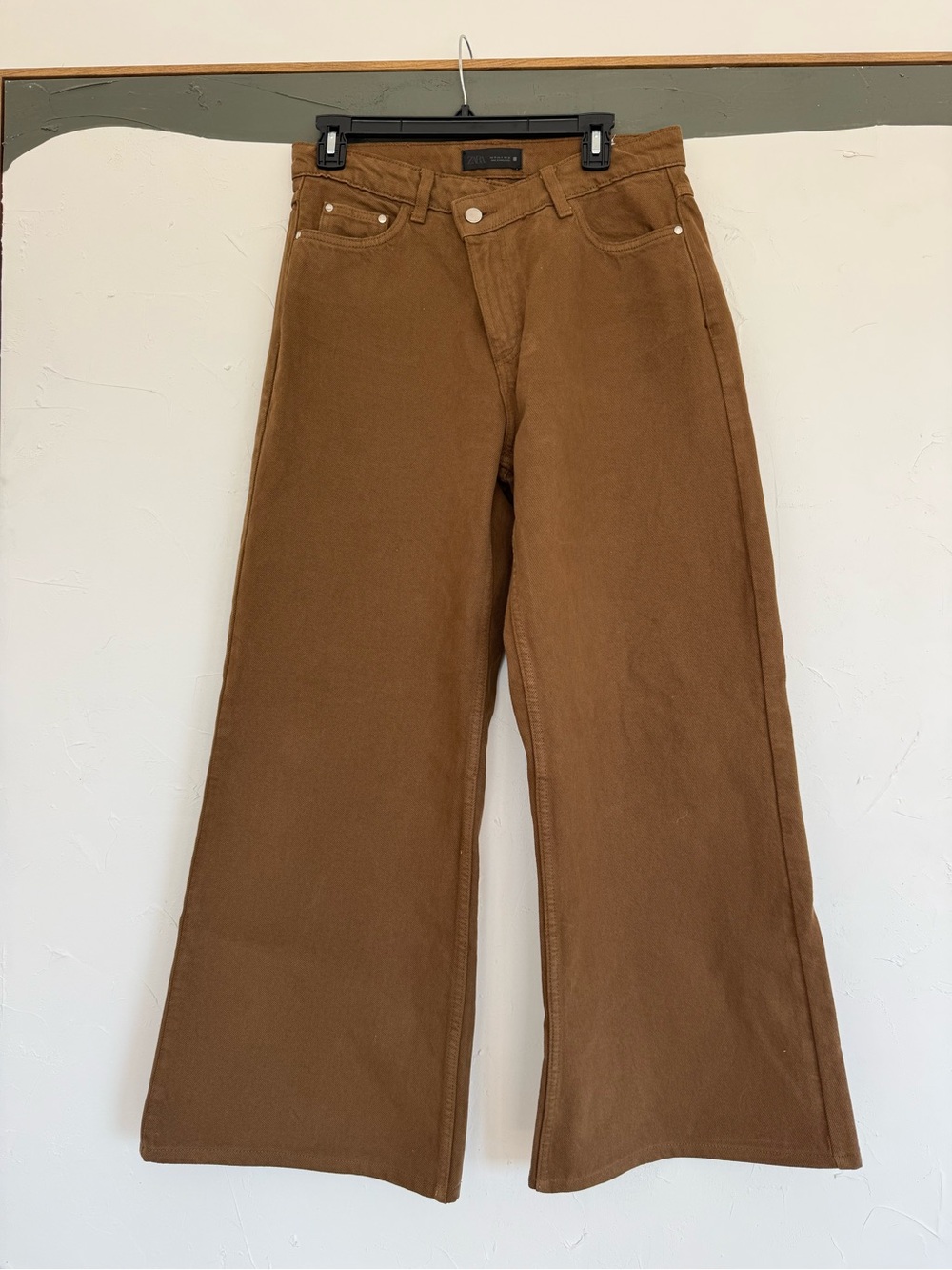 Zara Brown Wide-Leg Flare Jeans